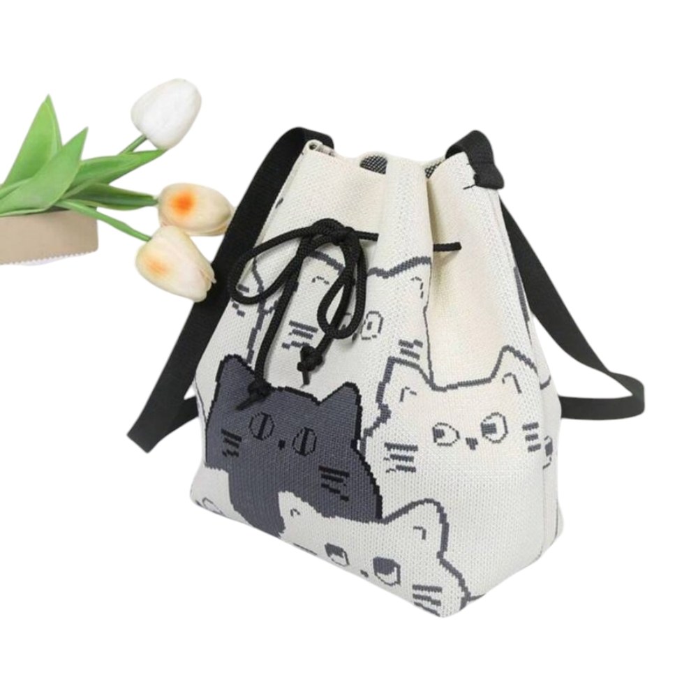 Cat Print Drawstring Bag - Picture 2 of 6